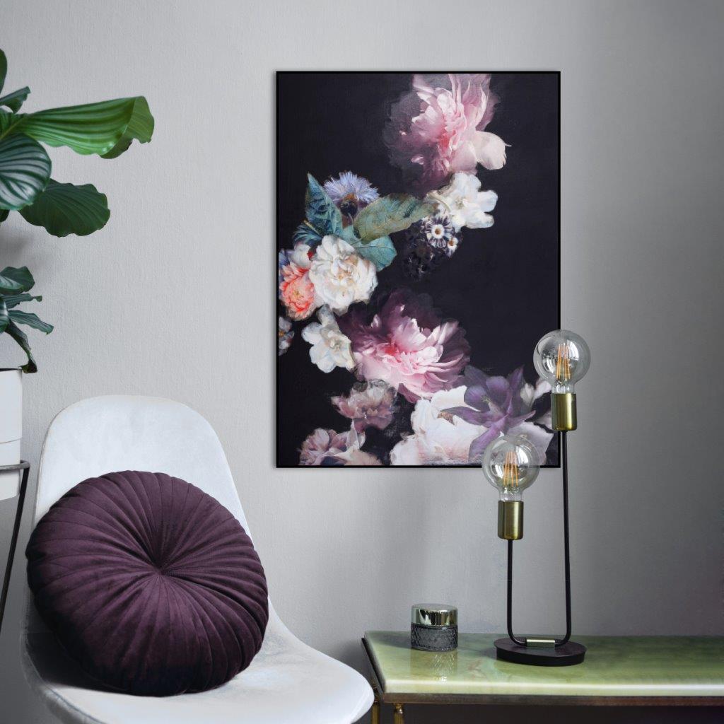 Purple Blossom 1 | INDRAMMET BILLEDE Indrammet billede ART COPENHAGEN 30x40 Sort 