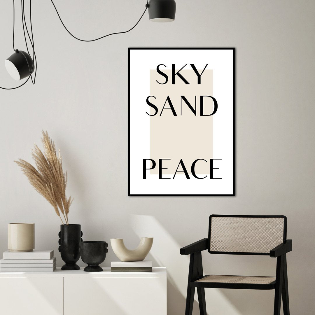 Sky Sand Peace | INDRAMMET BILLEDE Indrammet billede ART COPENHAGEN 30x40 Sort 