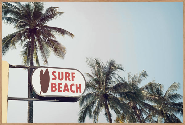 Surf Beach | INDRAMMET BILLEDE Indrammet billede ART COPENHAGEN 30x40 Egeramme 