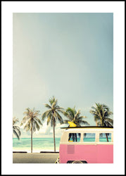 Surf Bus pink | INDRAMMET BILLEDE Indrammet billede ART COPENHAGEN 30x40 Sort 