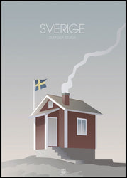Sverige Stuga | INDRAMMET BILLEDE Indrammet billede ART COPENHAGEN 30x40 Sort 
