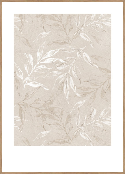 White Leaves 1 | INDRAMMET BILLEDE Indrammet billede ART COPENHAGEN 30x40 Egeramme 