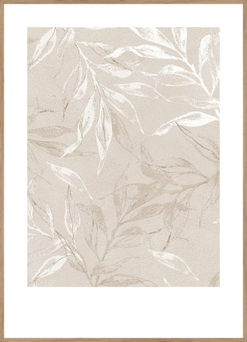 White Leaves 2 | INDRAMMET BILLEDE Indrammet billede ART COPENHAGEN 30x40 Egeramme 