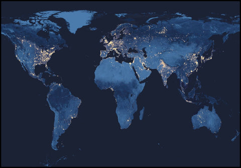 World by night | INDRAMMET BILLEDE Indrammet billede ART COPENHAGEN 30x40 Sort 