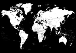 Worldmap Black | INDRAMMET BILLEDE Indrammet billede ART COPENHAGEN 30x40 Sort 