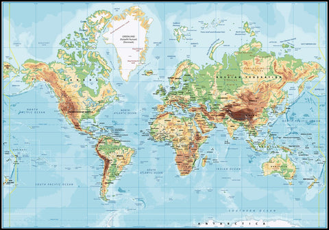 Worldmap classic | INDRAMMET BILLEDE Indrammet billede ART COPENHAGEN 30x40 Sort 