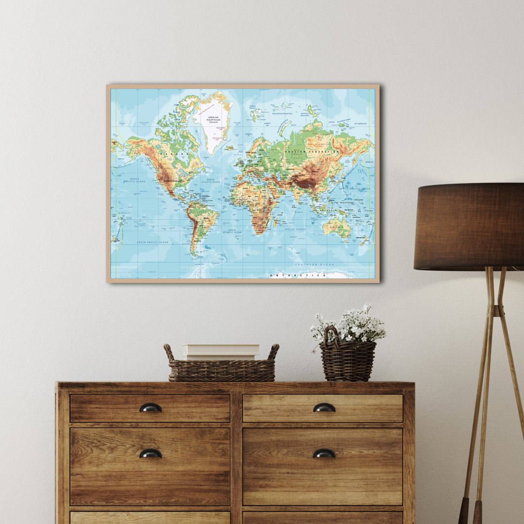 Worldmap classic | INDRAMMET BILLEDE Indrammet billede ART COPENHAGEN 30x40 Sort 