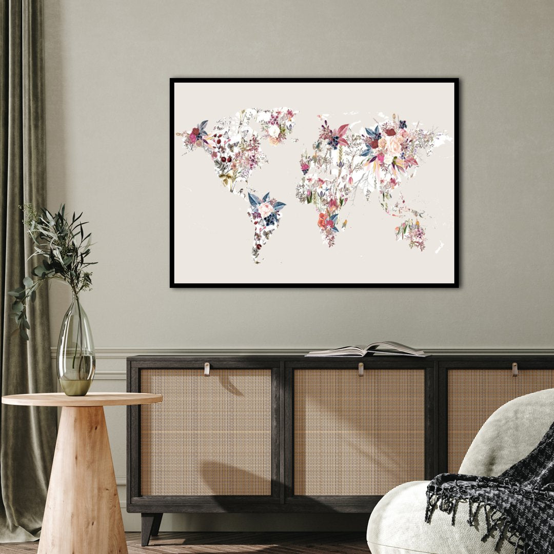 Worldmap flowers light | PLAKAT Plakat ART COPENHAGEN   