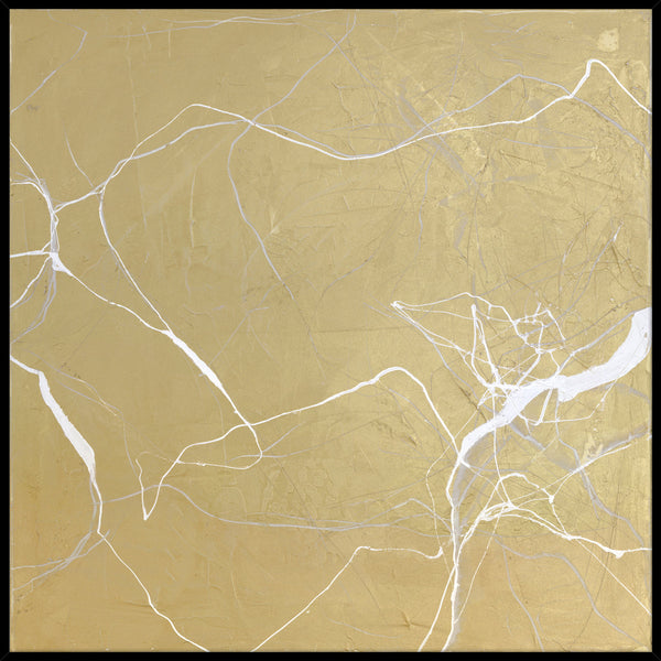 Gold Marble | DESIGN MALERI Design maleri ART COPENHAGEN 100x100 Sort Ramme 